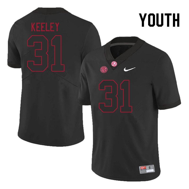 Youth #31 Keon Keeley Alabama Crimson Tide College Footabll Jerseys Stitched Sale-Black